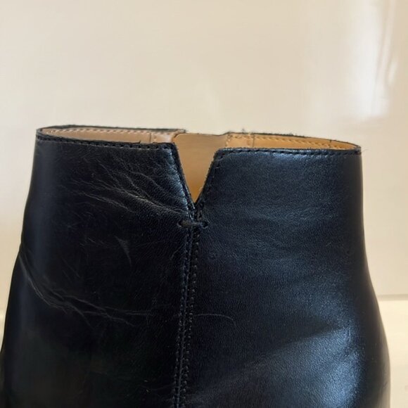 Franco Sarto Black Leather Side Zip Heeled Booties Size 8.5 - Picture 9 of 15